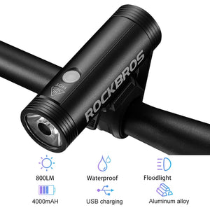 ROCKBROS 400/800 Lumen Bike Front Light Rainproof Bicycle LED Light Flashlight USB Charging MTB Road bike HeadLight Floodlight