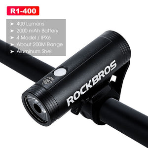 ROCKBROS 400/800 Lumen Bike Front Light Rainproof Bicycle LED Light Flashlight USB Charging MTB Road bike HeadLight Floodlight