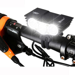 Waterproof Bike Light 3xT6 LED Front Bicycle Headlight 4 Modes Safety Night Cycling Lamp+Rechargeable Battery Pack+Charger