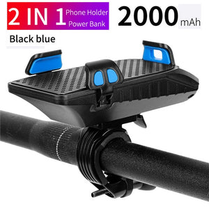 WEST BIKING Multifunction Bike Front Light Phone Holder Bicycle Bell Power Bank Bike Accessories 4 IN 1 Cycling Lamp Flashlight