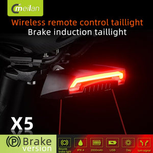 Upgraded Charm Blue Meilan X5 Bike Tail Light Bicycle Auto Sensing Brake Light Cycling USB Charging Waterproof Rear Light