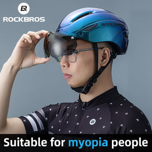 ROCKBROS Bicycle Helmet Men EPS Integrally-molded Breathable Cycling Helmet Men Women Goggles Lens Aero MTB Road Bike Helmet