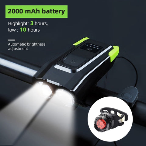 4000mAh Induction Bicycle Front Light Set USB Rechargeable Smart Headlight With Horn 800 Lumen LED Bike Lamp Cycling FlashLight