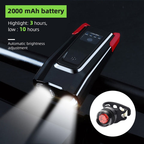 4000mAh Induction Bicycle Front Light Set USB Rechargeable Smart Headlight With Horn 800 Lumen LED Bike Lamp Cycling FlashLight