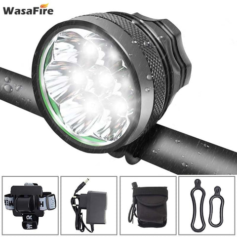 WasaFire 10000 Lumen Bicycle Light 7* XML T6 Bike Headlight Cycling LED MTB Bike Front Light + Rechargeable 18650 Battery Pack