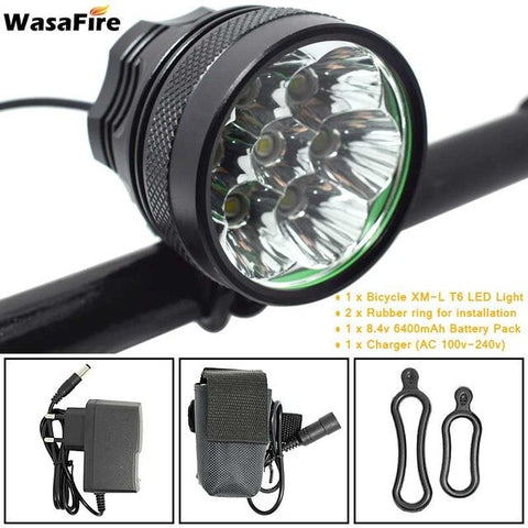 WasaFire 10000 Lumen Bicycle Light 7* XML T6 Bike Headlight Cycling LED MTB Bike Front Light + Rechargeable 18650 Battery Pack