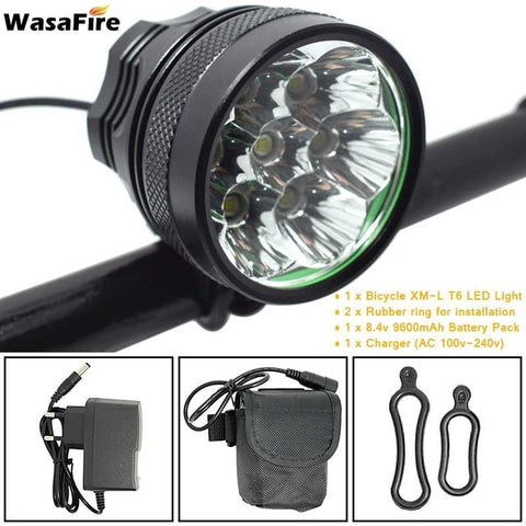 WasaFire 10000 Lumen Bicycle Light 7* XML T6 Bike Headlight Cycling LED MTB Bike Front Light + Rechargeable 18650 Battery Pack