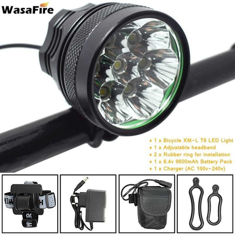 WasaFire 10000 Lumen Bicycle Light 7* XML T6 Bike Headlight Cycling LED MTB Bike Front Light + Rechargeable 18650 Battery Pack