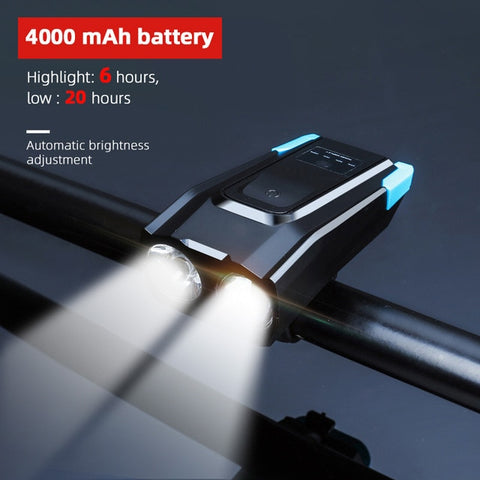 4000mAh Smart Induction Bicycle Front Light Set USB Rechargeable 800 Lumen LED Head Light with Horn Bike Lamp Cycling FlashLight