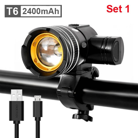 NEWBOLER 5000mAh Bicycle Light 800 Lumen T6 led Bike Headlight Zoom USB Rechargeable Aluminum Alloy Upgrade Mount Bike Accessory