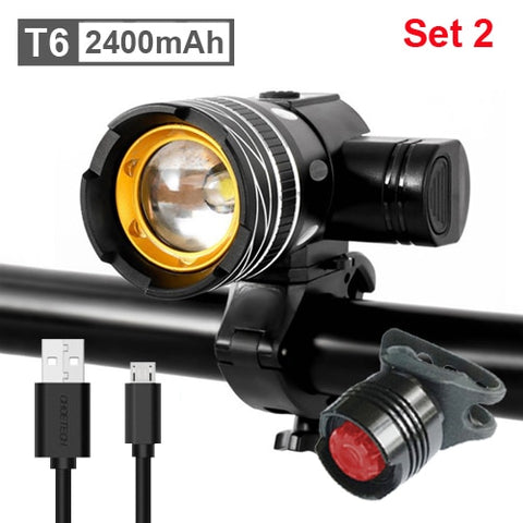 NEWBOLER 5000mAh Bicycle Light 800 Lumen T6 led Bike Headlight Zoom USB Rechargeable Aluminum Alloy Upgrade Mount Bike Accessory