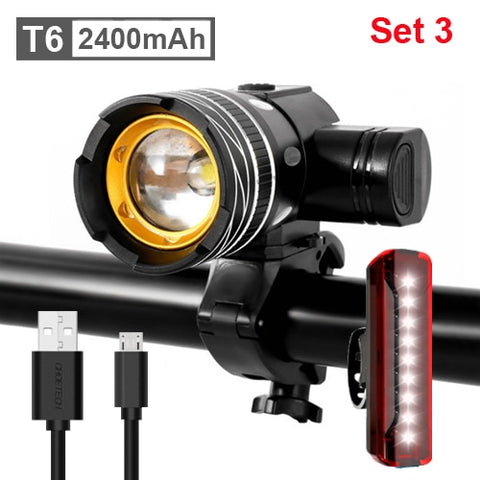 NEWBOLER 5000mAh Bicycle Light 800 Lumen T6 led Bike Headlight Zoom USB Rechargeable Aluminum Alloy Upgrade Mount Bike Accessory