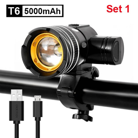 NEWBOLER 5000mAh Bicycle Light 800 Lumen T6 led Bike Headlight Zoom USB Rechargeable Aluminum Alloy Upgrade Mount Bike Accessory