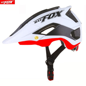 BATFOX Bicycle Helmet Red Road Mountain Cycling Helmets Integrally-molded CE MTB With Sun Visor Men Women Ultralight Bike Helmet