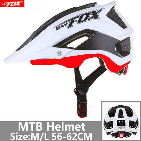 BATFOX Bicycle Helmet Red Road Mountain Cycling Helmets Integrally-molded CE MTB With Sun Visor Men Women Ultralight Bike Helmet