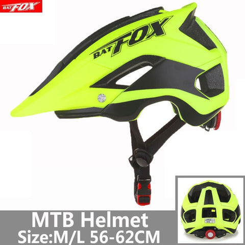BATFOX Bicycle Helmet Red Road Mountain Cycling Helmets Integrally-molded CE MTB With Sun Visor Men Women Ultralight Bike Helmet