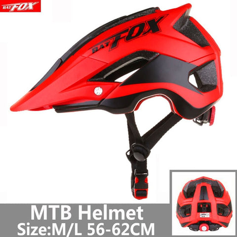 BATFOX Bicycle Helmet Red Road Mountain Cycling Helmets Integrally-molded CE MTB With Sun Visor Men Women Ultralight Bike Helmet