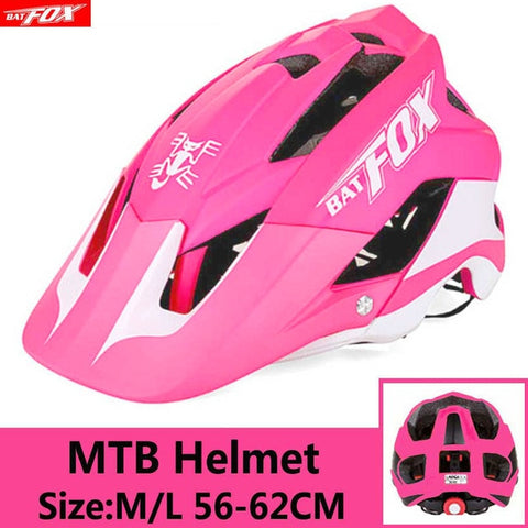 BATFOX Bicycle Helmet Red Road Mountain Cycling Helmets Integrally-molded CE MTB With Sun Visor Men Women Ultralight Bike Helmet