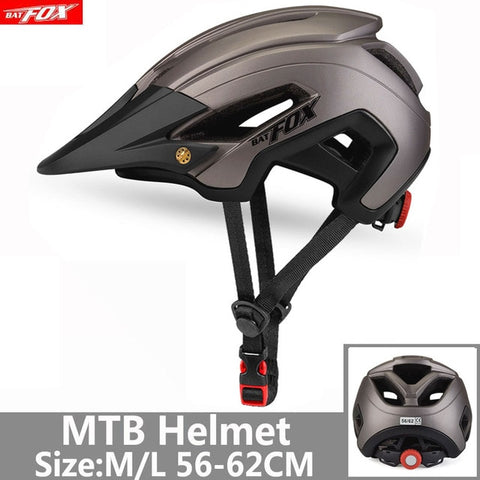 BATFOX Bicycle Helmet Red Road Mountain Cycling Helmets Integrally-molded CE MTB With Sun Visor Men Women Ultralight Bike Helmet