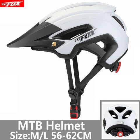 BATFOX Bicycle Helmet Red Road Mountain Cycling Helmets Integrally-molded CE MTB With Sun Visor Men Women Ultralight Bike Helmet