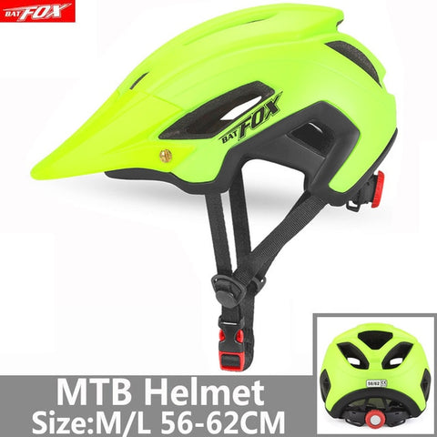 BATFOX Bicycle Helmet Red Road Mountain Cycling Helmets Integrally-molded CE MTB With Sun Visor Men Women Ultralight Bike Helmet