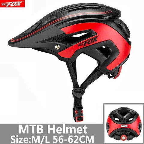 BATFOX Bicycle Helmet Red Road Mountain Cycling Helmets Integrally-molded CE MTB With Sun Visor Men Women Ultralight Bike Helmet