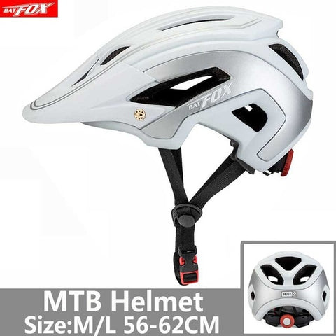 BATFOX Bicycle Helmet Red Road Mountain Cycling Helmets Integrally-molded CE MTB With Sun Visor Men Women Ultralight Bike Helmet