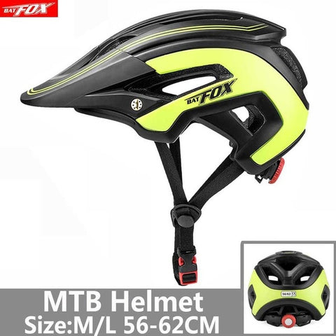 BATFOX Bicycle Helmet Red Road Mountain Cycling Helmets Integrally-molded CE MTB With Sun Visor Men Women Ultralight Bike Helmet