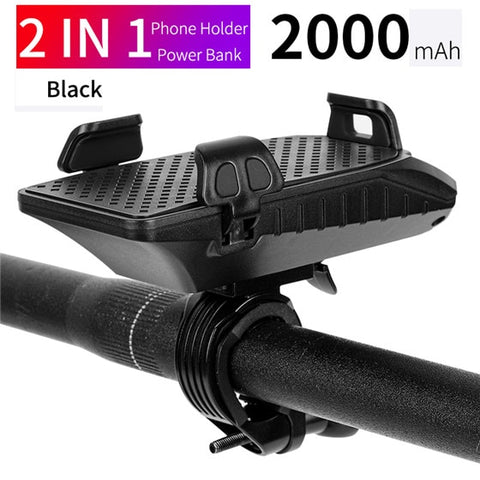 WEST BIKING Multifunction Bike Front Light Phone Holder Bicycle Bell Power Bank Bike Accessories 4 IN 1 Cycling Lamp Flashlight