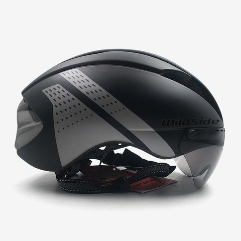 Aero helmet tt time trial cycling helmet for men women goggles race road bike helmet with lens Casco Ciclismo bicycle equipment