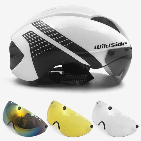 Aero helmet tt time trial cycling helmet for men women goggles race road bike helmet with lens Casco Ciclismo bicycle equipment