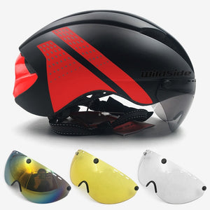 Aero helmet tt time trial cycling helmet for men women goggles race road bike helmet with lens Casco Ciclismo bicycle equipment