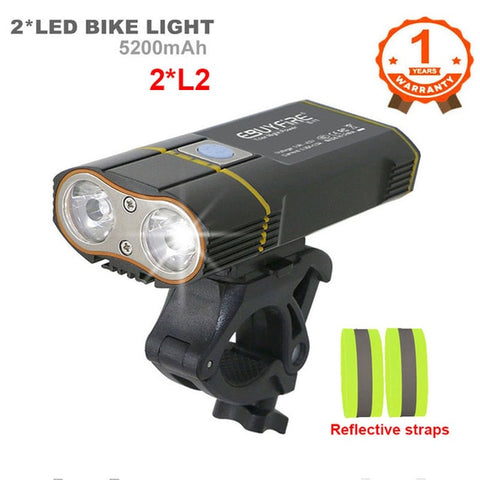 6000LM Bicycle Light 2x XML-L2 LED Bike Light With USB Rechargeable Battery Cycling Front Light +Handlebar Mount