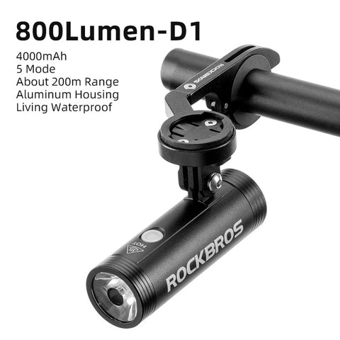 ROCKBROS Bike Light Rainproof USB Rechargeable LED 2000mAh MTB Front Lamp Headlight Aluminum Ultralight Flashlight Bicycle Light