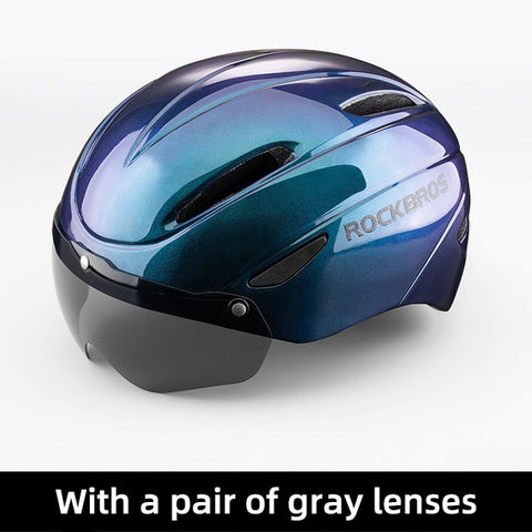 ROCKBROS Bicycle Helmet Men EPS Integrally-molded Breathable Cycling Helmet Men Women Goggles Lens Aero MTB Road Bike Helmet