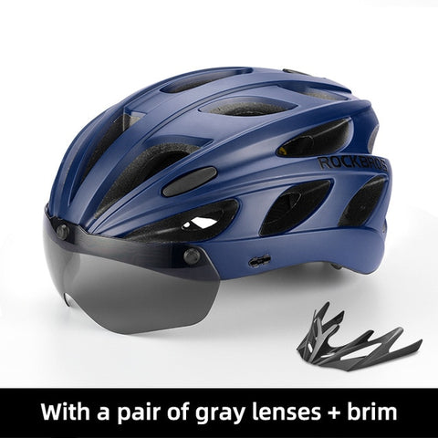 ROCKBROS Bicycle Helmet Men EPS Integrally-molded Breathable Cycling Helmet Men Women Goggles Lens Aero MTB Road Bike Helmet