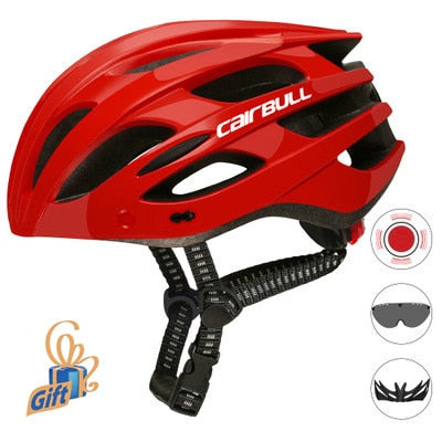 HOT Ultralight Cycling Helmet With Removable Visor Goggles Bicycle Taillight Intergrally-molded Mountain Road Bike MTB Helmets