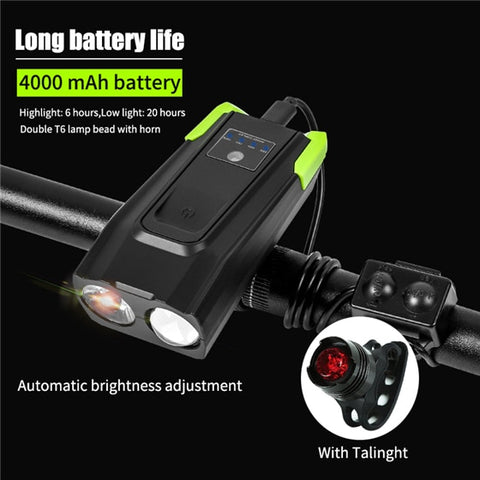 WEST BIKING Bike Light With Horn 800 Lumen LED Smart Induction Bicycle Front Lamp USB Rechargeable Safety Cycling Flashlight