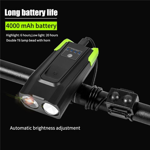 WEST BIKING Bike Light With Horn 800 Lumen LED Smart Induction Bicycle Front Lamp USB Rechargeable Safety Cycling Flashlight