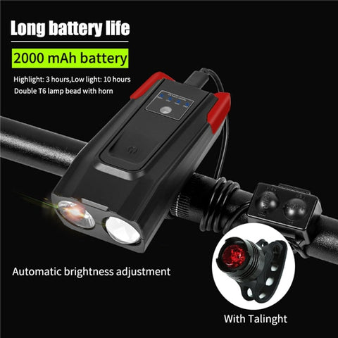 WEST BIKING Bike Light With Horn 800 Lumen LED Smart Induction Bicycle Front Lamp USB Rechargeable Safety Cycling Flashlight