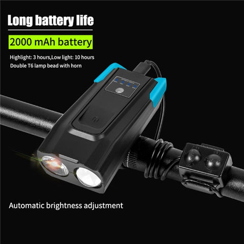 WEST BIKING Bike Light With Horn 800 Lumen LED Smart Induction Bicycle Front Lamp USB Rechargeable Safety Cycling Flashlight