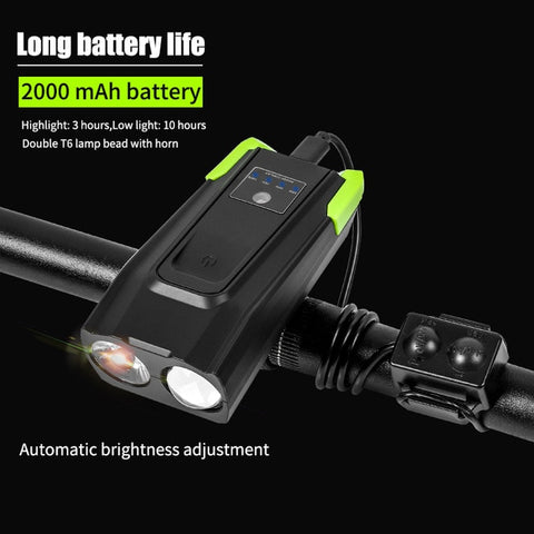 WEST BIKING Bike Light With Horn 800 Lumen LED Smart Induction Bicycle Front Lamp USB Rechargeable Safety Cycling Flashlight