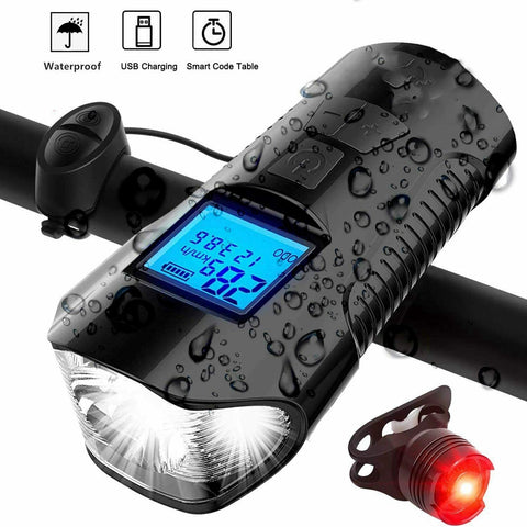Bicycle Light Set Bike Front Light Rechargeable Bicycle Computer Light With Horn Cycling Flashlight Headlight Led Bike Tail Lamp