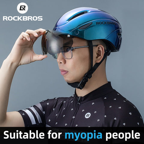 ROCKBROS Bicycle Helmet Men EPS Integrally-molded Breathable Cycling Helmet Men Women Goggles Lens Aero MTB Road Bike Helmet